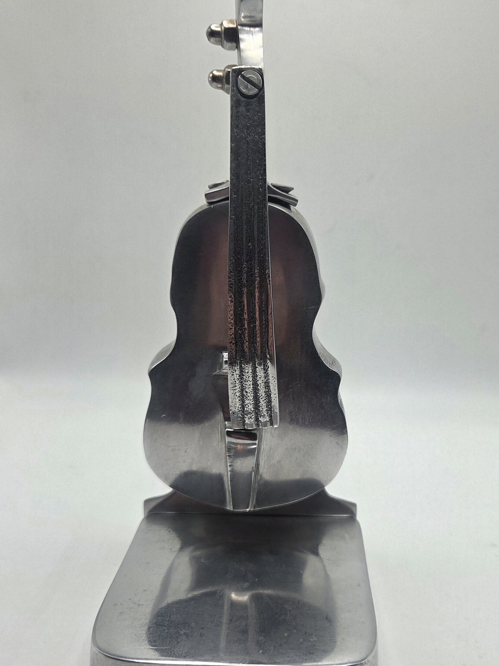 Vintage Metal Violin Sculpture Figurine - Silver Home Accent Bookend